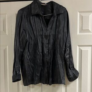 White stag metallic Charcoal Black Long Sleeve Button-Up Shirt